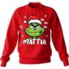 t-shirteria Felpa Natale con Nome Personalizzato, Felpe Natalizie Girocollo, Rossa in Cotone, Christmas, Idea Regalo Uomo, Donna, Bambino