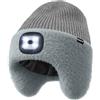 Memoryee LED Illuminato Berretto con Paraorecchie, 4 LED Ultra Luminoso USB Ricaricabile Corsa Lampada Luce Invernale Calda Maglia Pile Foderato Cappello Regali per Uomo e Donna
