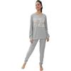 LIU JO HOME Elegante Pigiama in Tessuto Punto Milano,Modello Giro Collo in Tinta Unita con Applicazione in Pizzo. Liu Jo