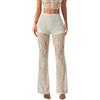 Generisch Y2K - Pantaloni in pizzo da donna, sexy, trasparenti, a vita alta, con motivo floreale, in rete elasticizzata, per feste e feste