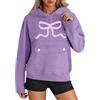 Generisch Felpa con cappuccio da donna a maniche lunghe, con stampa a fiocco, maglione invernale con cappuccio, casual, per adolescenti, ragazze, comoda autunno