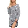 ENJOYNIGHT Camicia da notte da donna, a maniche lunghe, in cotone, camicia | Classico girocollo, camicia da notte con stampa di cartoni animati, taglio ampio, materiale leggero