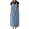 Generisch Abito da donna in jeans, con spalline regolabili, estivo, elegante, lungo, vintage, senza maniche, gonna in jeans, gonna a salopette, per il tempo libero