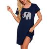 ENJOYNIGHT Camicia da notte da donna, in cotone, con stampa, a maniche corte, da notte