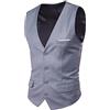 Duohropke Gilet alla moda da uomo, doppio petto bisiness, moderno, con scollo a V, per cameriere, senza maniche, slim fit, per ristorante bar