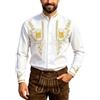 Generisch Camicia tradizionale da uomo bianca, per Oktoberfest, con bottoni, a maniche lunghe, colletto alto, a maniche corte, traspirante, comoda camicia da uomo, camicia bavarese per festa della birra