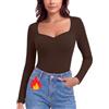 Totatuit Maglia Donna Manica Lunga Scollo a Cuore Tinta Unita | Tessuto elasticizzato di peso medio, scollo a cuore, linea aderente per le stagioni più fresche