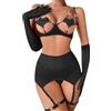 Generic Completo Donna Elegante Sexydonna Hot Trasparente Women Sexy Lingerie Set with Choker Strappy Garter Belt Underwire And Panty Set Vestito Hot per Donna Calze con Buco Sexy
