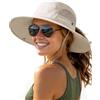FURTALK Cappello da Sole da Donna con Foro per Coda di Cavallo, Spiaggia, Escursionismo, Estate, Tesa Larga, UPF Protezione Esterna Pieghevole