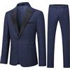YOUTHUP Abito da Uomo 2 Pezzi Slim Fit Colletto con Revers 1 Bottone Blazer e Pantaloni Abito da Sera alla Moda