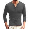 Generic Henly, maglietta da uomo, tinta unita, a maniche lunghe con bottoni, per sport all'aria aperta, per il tempo libero, da uomo