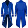 Duohropke Giacca vittoriana Steampunk da uomo vintage gotico pirata slim fit frack vichingo rinascimentale halloween costume
