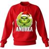 t-shirteria Felpa Natale con Nome Personalizzato, Felpe Natalizie Girocollo, Rossa in Cotone, Christmas, Idea Regalo Uomo, Donna, Bambino