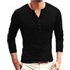 Generic Henly, maglietta da uomo, tinta unita, a maniche lunghe con bottoni, per sport all'aria aperta, per il tempo libero, da uomo