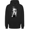 Unibly Portgas D. Ace Anime Manga Felpa con cappuccio unisex | Drammatica illustrazione di un personaggio muscoloso anime con tatuaggi e teschio, ideale per i fan degli anime.