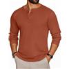 Ekouaer Camicia da uomo a maniche lunghe in maglia a nido d'ape Henley Tops S-XXL