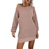 Duohropke Abito autunnale da donna, per leggings, abito in lana, maglione a maglia, abito da autunno, abito invernale, maglione lungo, maglione a maglia, collo alto, a maniche lunghe, mini abito a
