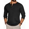 Ekouaer Camicia da uomo a maniche lunghe in maglia a nido d'ape Henley Tops S-XXL