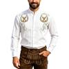 Generisch Camicia tradizionale da uomo bianca, per Oktoberfest, con bottoni, a maniche lunghe, colletto alto, a maniche corte, traspirante, comoda camicia da uomo, camicia bavarese per festa della birra
