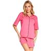 CityComfort Pigiama Donna Cotone con Bottoni Set 2 Pz Pigiami Donna Estivi Corti Comodo Abbigliamento da Casa Idee Regalo
