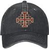 GengYongMin Cappelli Unisex da Viaggio Regolabili | Berretto da baseball cristiano croce di Gerusalemme del cavaliere Berretto da sole templare lavato vintage invecchiato
