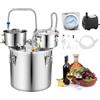 VEVOR Alambicco per Alcol Distillatore 30 L con Fusto Termometro per Grappa, Distillatore per Alcol in Acciaio Inox, Kit per Produzione Vino Whisky Uso Domestico, Temperatura 0℃ a 200℃, Fai da Te