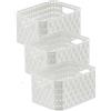 Rotho Country Organizer Cucina Set da 3 Cestini Portaoggetti Effetto Rattan | Organizer bagno per piccoli accessori, formato DIN A6, lavabile in lavastoviglie, set modulabile di 3 cestini da 2 L