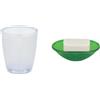Spirella Set Bagno Bicchiere + Portasapone Bianco e Verde | ampia apertura, base stabile, scanalature di scolo, superficie liscia, bianco / verde