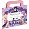 Janod, Magneti'Puzzles Principesse, Puzzle per Bambini da 36 Pezzi | Valigetta Portatile con Tasche Laterali e Sfondo Modello, Cartone FSC, Da 4 Anni, Motricità Fine e Osservazione