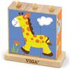 VIGA Toys-Cube Puzzle-Wild Animals-4 pieces, Multicolore, 50836