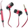 Hi-Fun 13191 Hi-Earphones Auricolari In-Ear con Microfono Cavo Piatto Antigroviglio Jack 3.5 mm colore Rosso