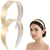 GEEHUA Confezione da 2 cerchietti per capelli in oro champagne, larghezza 3,8 cm, in raso di seta, antiscivolo, tinta unita, accessori per capelli per donne e ragazze