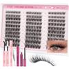 EMEDA Kit Completo DIY per Ciglia a Ciuffi (Cluster Lashes) - Ciglia Miste 8-14mm, Colla Sigillante & Fissante Resistente all'Acqua 72h, Rimosore Delicato e Pinzetta | Adatto ai Principianti
