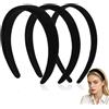 LAIYORA 3 Cerchietti Velluto Nero 3 Larghezze Fascia Imbottita Antiscivolo Donna