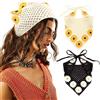 DRESHOW 2 Pezzi Bandana Capelli All'uncinetto Vintage Annodato Foulard Stampa Fragola Fascia Testa lavorato a Maglia per Donna&ragazze