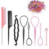 TAFACE 2 set di strumenti per intrecciare i capelli, con 500 piccoli anelli in gomma, strumento di serraggio dei capelli della coda, accessori per treccia, ferro arricciacapelli, adatti per donne ragazze