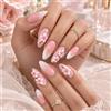 XFSRG 30 Pezzi Unghie Finte a Floreale 3D Mandorla French Press On Nails | Artificiali Decorazione Kit Nail Art per Manicure Raffinata e Fai da Te Unghie