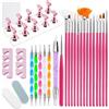 Reaorktic 28 Pezzi Kit per Nail Art, Alta Qualità Nail Art Design Set Kit | 17cm Completamente Equipaggiato Strumenti per Nailart per Salone Manicure Nailart Principiante
