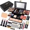VirtuSync Kit di trucco per donne e ragazze, set di trucco tutto in uno, con pennello cosmetico, rossetto, palette di ombretti, fard, gel glitterato rosa, divertente valigetta da viaggio per ragazze