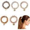 Rieoany 5 Pezzi Strass Di Perle Elastici Capelli Donna, Elastici Per Capelli Coda Di Cavallo, Elastiche Scrunchies, Adatto A Donne E Ragazze(Bianco, Grigio Scuro, Beige, Champagne, Champagne Chiaro)