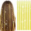 XETHI 8 Pezzi Extension Glitter Capelli per Bambini, Fili di Lustrini per Capelli Oro da 120 cm, Accessori Scintillanti per Feste, Carnevale e Cosplay