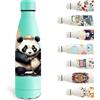 Grsta Borraccia Termica, 500ml Borracce Bambini, Borraccia Personalizzata Senza BPA, Borraccie Palestra Senza Perdite, Isolato Sottovuoto, per Scuola, Uffici, Campeggio, Ciclismo, Verde - Panda