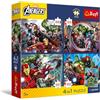 Trefl - 4-in-1 Jigsaw Puzzles: The Avengers, Gli eroi sono tra noi - 4 x 88 pezzi - Poster, set di quattro puzzle per bambini dai 5 anni in su