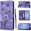 LSPCASA Cover per Samsung Galaxy A37 Custodia Cover Premium Pelle PU Portafoglio a Libro Flip Case Con Slot Per Schede e Funzione Supporto Gatto farfalla Case per Samsung Galaxy A37 Viola