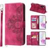 Auslbin Custodia per il Telefono per Samsung Galaxy A36 5G 6.7 Cover Caso di protezione con Slot a 5 Carte Portafoglio Mobile in Pelle Fiore in Stile Vintage, Rosso
