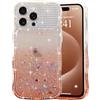 LCHULLE Compatibile con iPhone 15 Pro Cover Glitter Ondulata, Marrone | Custodia con Brillantini, Traslucida Design Forma Ondulata, Decorazione con Scintillante Strass, Silikon Glitter Case
