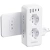 KEMELO Presa Multipla with 6 Universal Sockets 10/16A ITA and Schuko, Multipresa da Parete with 2 USB A+2 USB C, Ciabatta Elettrica Flat Space-Saving with Switches for Office, Home