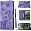 LSPCASA Custodia Per Motorola Moto G35 5G 6.72 Pollici Materiale In Pelle PU Cover Moto G35 Con Slot Per Schede Reticolo Della Farfalla Del Gatto Case Moto G35 Viola