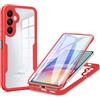 LXHGrowH Cover per Samsung Galaxy A05s 360 Gradi Antiurto Rosso | Custodia Anti-graffio con Transparente dell Schermo Integrata Protezione, Ibrida 360° Full Body Anti-shock Protettiva Case