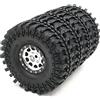 HOBBYSOUL 4 Pezzi RC 1.9 fanghi Terreni Pneumatici Super Grip Rock Crawler Camion Pneumatici Morbidi 121 mm/4,75 Pollici & Alluminio 1.9 Beadlock Ruote Cerchi esagonali 12 mm Argento/Nero Colore